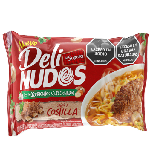 [058503] Sopa Instantánea Con Pastas Delinudos Sabor Costilla 87Gr