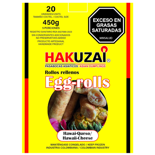 [058518] Rollos Rellenos Hawai Queso Hakuzai 20 Unidades 450Gr