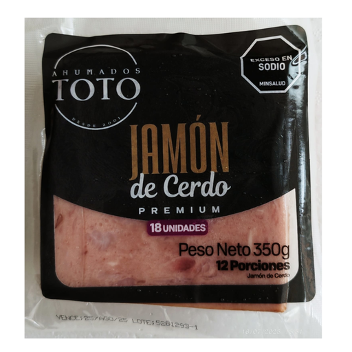 [058570] Jamón De Cerdo Premium Ahumados Toto 18 Tajadas 350Gr