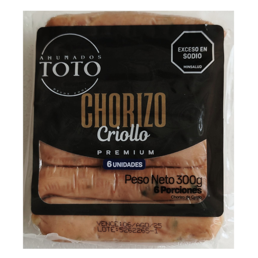 [058571] Chorizo Criollo Premium Ahumados Toto 6 Unidades 300Gr