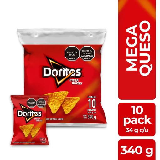 [058583] Doritos Mega Queso 10 Unidades 340Gr