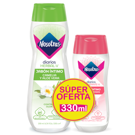 [058596] Jabón Intimo Nosotras Herbal 200Ml + Jabón Intimo Agua De Rosas 130Ml