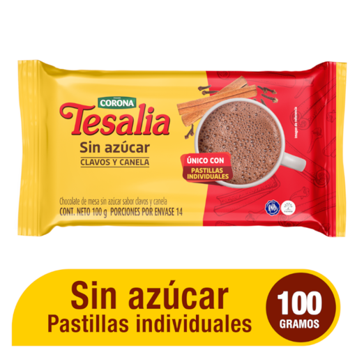 [058620] Chocolate Tesalia Clavos Y Canela Sin Azúcar 100Gr