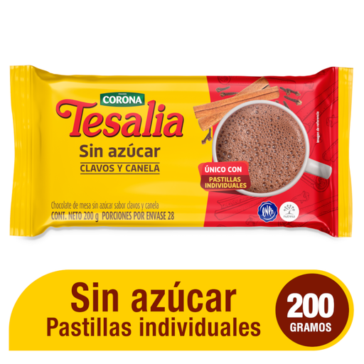 [058621] Chocolate Tesalia Clavos Y Canela Sin Azúcar 200Gr