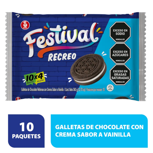 [058632] Galleta Festival Recreo 10 Paquetes x 4 Galletas 360Gr