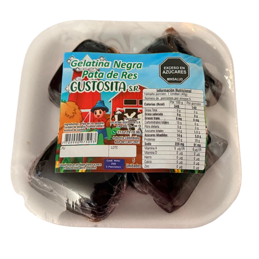 [058644] Gelatina Negra Gustosita S.R 200Gr 5 Unidades