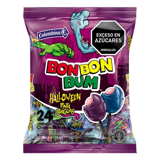 [058735] Bon Bon Bum Halloween Pinta Lenguas 24 Unidades 432Gr