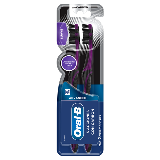 [058746] Cepillo Dental Oral B Advanced Suave Con Carbón 2 Unidades