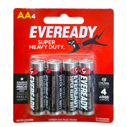 [058775] Pilas Eveready Super Heavy Duty Carbon Zinc AA 4 Unidades