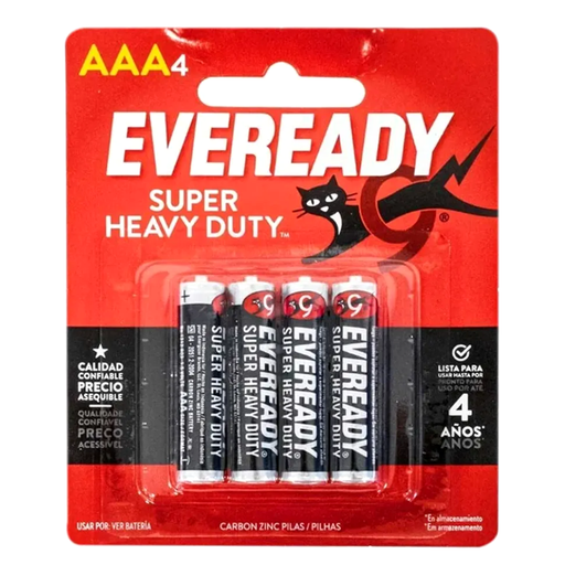 [058776] Pilas Eveready Super Heavy Duty Carbon Zinc AAA 4 Unidades