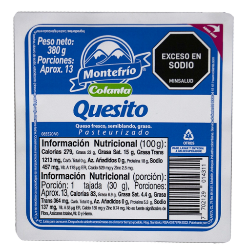 [058913] Quesito Montefrio Empacado Al Vacío 380Gr