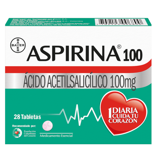 [017983] Aspirina 100 Ácido Acetilsalicílico 100Mg 28 Tabletas
