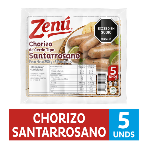 [058814] Chorizo Santarrosano Zenú 5 Unidades 250Gr