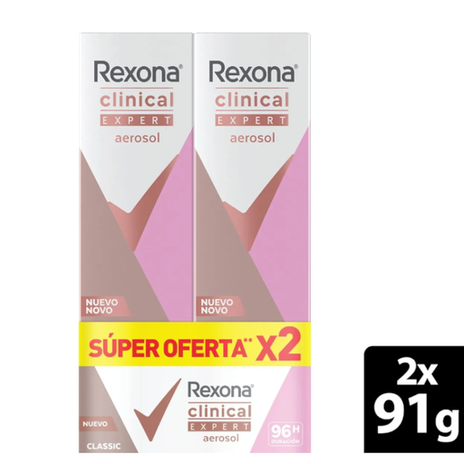 [058987] Desodorante Rexona Women Clinical Classic Aerosol 2 Unidades 91Gr