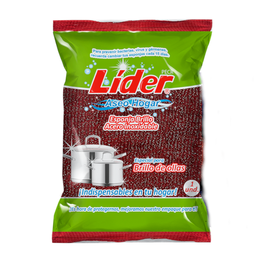 [059019] Esponja Brillo Acero Inoxidable Líder 1 Unidad
