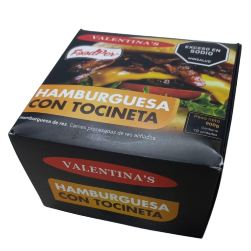 [059032] Carne De Hamburguesa De Res Con Tocineta Valentina's 900Gr 10 Unidades