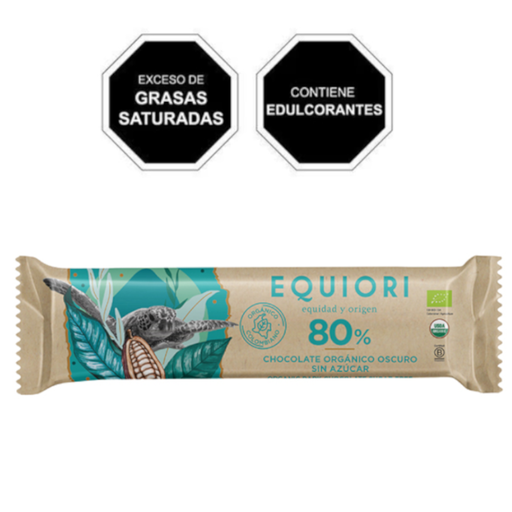 [059056] Barra Chocolate Orgánico Oscuro Sin Azúcar Equiori 80% 11Gr