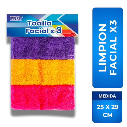 [059141] Toalla Facial Impersa 25x29cm 3 Unidad
