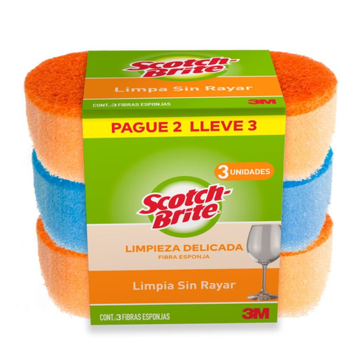 [058708] Esponja Fibra Scotch Brite Limpia Sin Rayar Pague 2 LLeve 3