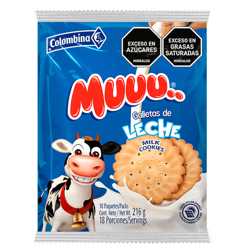 [023153] Galletas De Leche Muuu  Colombina 18 Unidades 216Gr