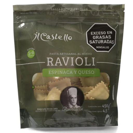 [016430] Pasta Artesanal Al Huevo Ravioli Espinaca Y Queso IL Castellano 450Gr