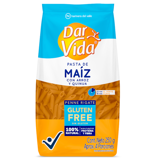 [059286] Penne Rigate Dar Vida  De Maíz Con Arroz Y Quinua Sin Gluten 250Gr