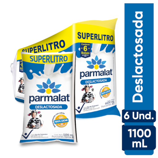 [059345] Leche Uht  Parmalat Deslactosada  Bolsa 6 Unidades 6600Ml