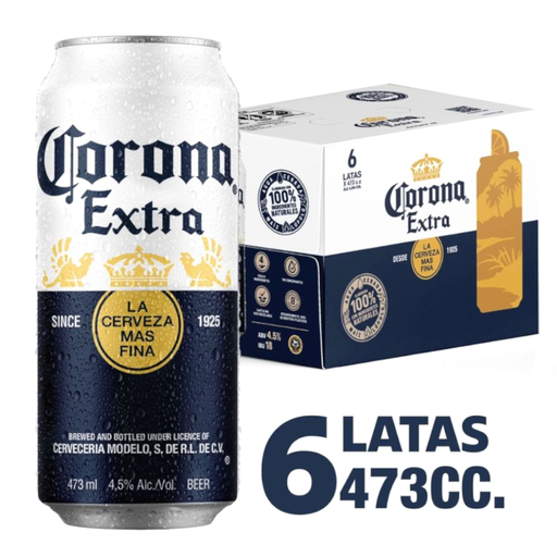 [059449] Cerveza Corona Extra 473Cc Lata 6 Unidades