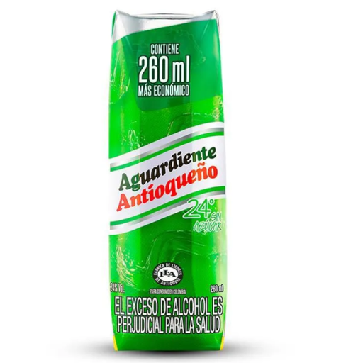 [059519] Aguardiente Antioqueño Verde 24° Sin Azúcar Tetrapack 260Ml