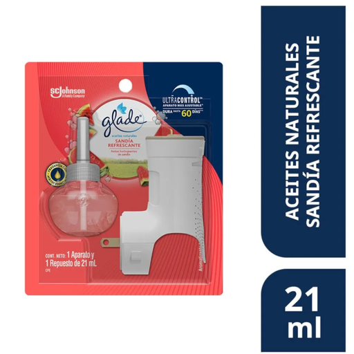 [059534] Ambientador Glade Aceites Naturales Sandía Refrescante 21Ml + Unidad Eléctrica