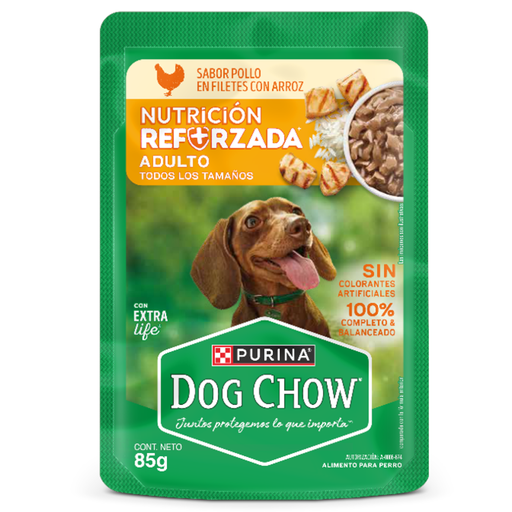 [059559] Dog Chow Purina Sabor Pollo En Filetes Con Arroz  Adultos 85Gr
