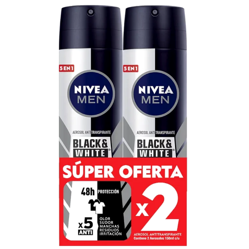 [041975] Desodorante Nivea Men Black & White Spray 150Ml 2 Unidades