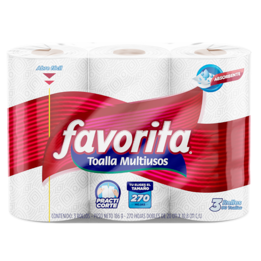 [059675] Toalla Cocina Favorita Multiusos Practi Corte 3 Rollos