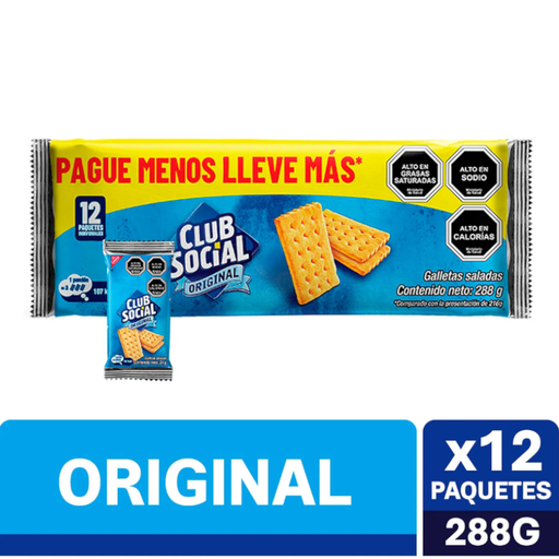 [059678] Galletas Club Social Original Paquete 12 Unidades 288Gr