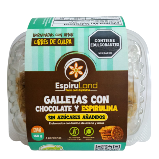[059726] Galletas Con Chocolate Y Espirulina Sin Azúcar Espiru Land 150Gr
