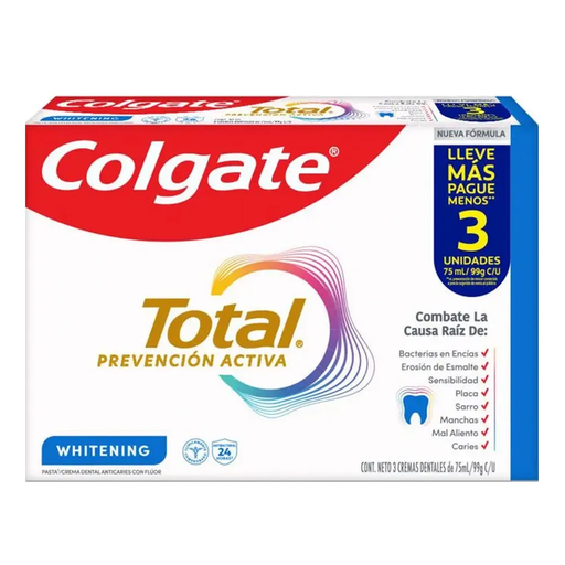 [059780] Crema Dental Colgate Total Whitening  75Ml 3 Unidades