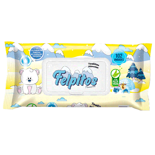 [059899] Toallitas Húmedas Felpitos Con Aloe Vera 102 Unidades