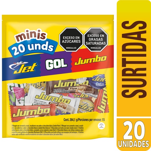 [059903] Chocolatinas Jet Gol Jumbo Surtidas 20 Unidades 264.1Gr