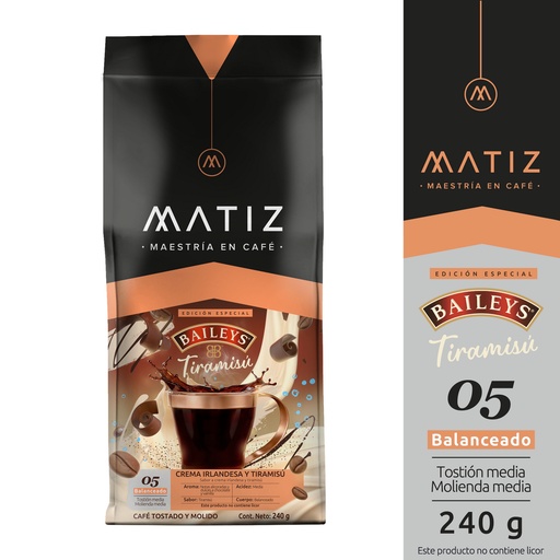 [059904] Café Matiz Tostado Y Molido Baileys Y Tiramisú 05 Balanceado 240Gr