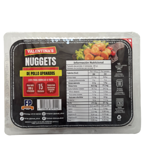 [059952] Nuggets De Pollo Apanados Valentina's 15 Unidades 300Gr