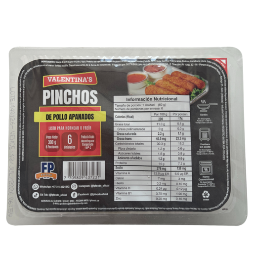 [059953] Pinchos De Pollo Apanados Valentina's 6 Unidades 300Gr