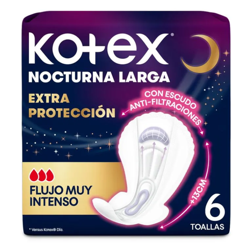 [060001] Toalla Higiénica Kotex Nocturna Extra Protección 6 Unidades