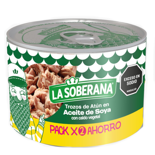 [060111] Tozos De Atún La Soberana Aceite Soya 120Gr 2 Unidades