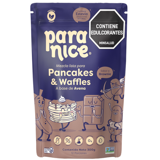[060122] Mezcla Para Pancakes Y Waffles A Base De Avena Sabor  Brownie Paranice 300Gr