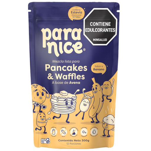 [060124] Mezcla Para Pancakes Y Waffles A Base De Avena Sabor Banano Paranice 300Gr
