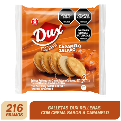 [060140] Galletas Dux Rellenas Sabor Caramelo Salado 216Gr 6 Unidades