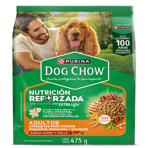 [060160] Dog Chow Nutrición Reforzada Adultos Sabor Carne Y Pollo 475Gr