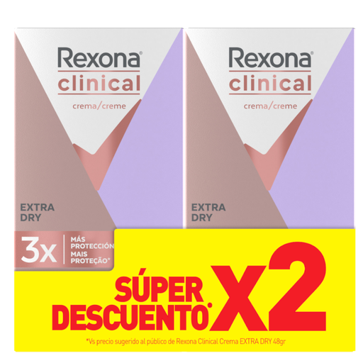 [060198] Desodorante Rexona Clinical Extra Dry 2 Unidades 96Gr Super Descuento