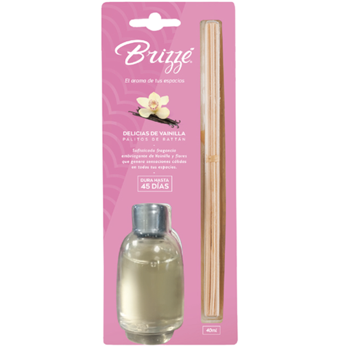 [060201] Ambientador Brizzé  Palitos Rattan Delicias De Vainilla 40Ml