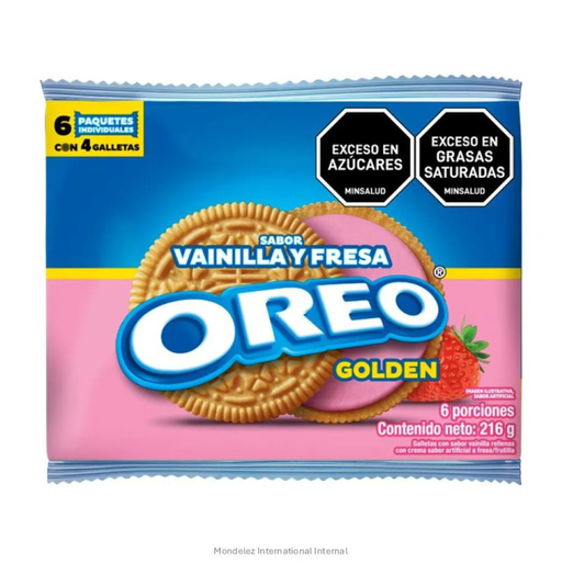 [060213] Galleta Oreo Vainilla Fresa Golden 6 Paquetes 216Gr